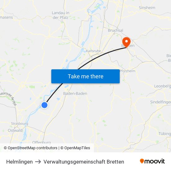 Helmlingen to Verwaltungsgemeinschaft Bretten map