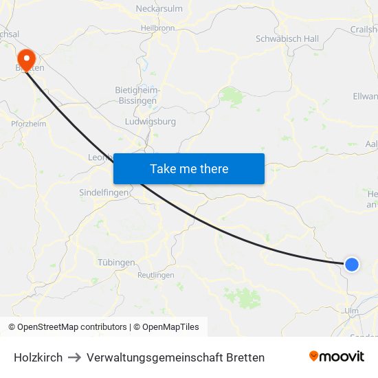 Holzkirch to Verwaltungsgemeinschaft Bretten map