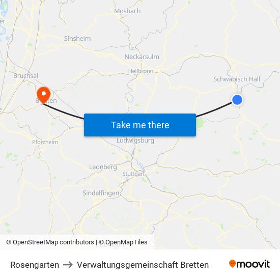 Rosengarten to Verwaltungsgemeinschaft Bretten map