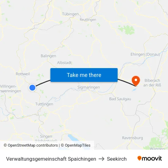 Verwaltungsgemeinschaft Spaichingen to Seekirch map