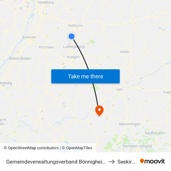 Gemeindeverwaltungsverband Bönnigheim to Seekirch map