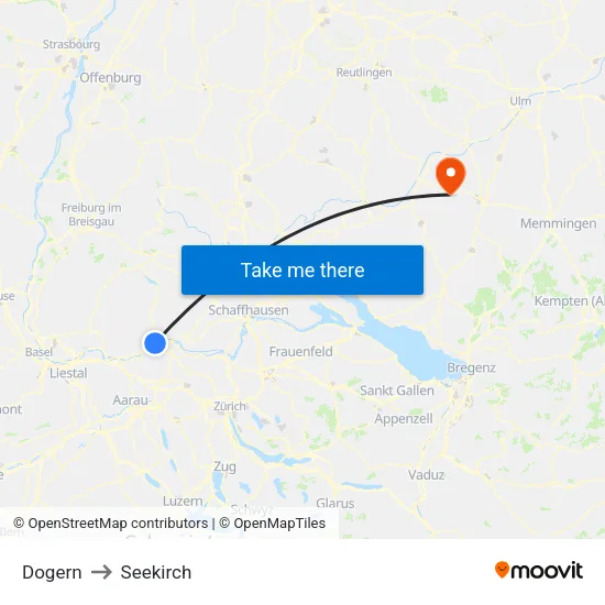 Dogern to Seekirch map