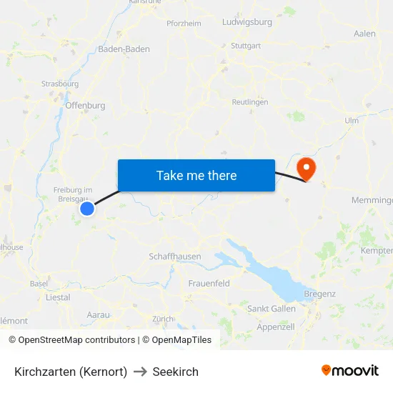 Kirchzarten (Kernort) to Seekirch map