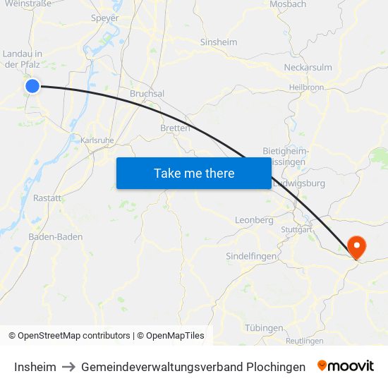 Insheim to Gemeindeverwaltungsverband Plochingen map