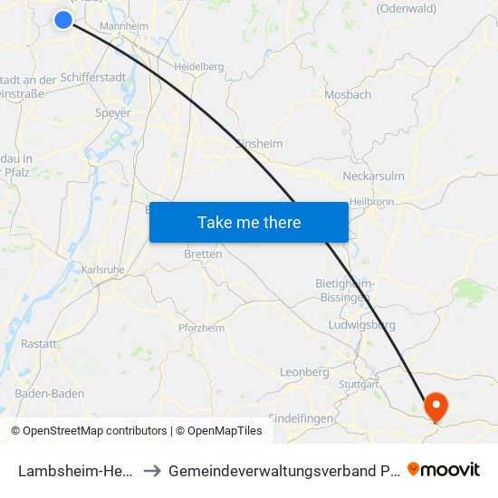 Lambsheim-Heßheim to Gemeindeverwaltungsverband Plochingen map