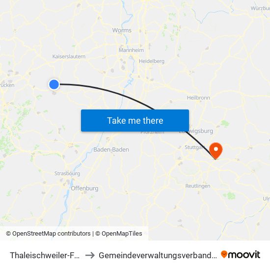 Thaleischweiler-Fröschen to Gemeindeverwaltungsverband Plochingen map