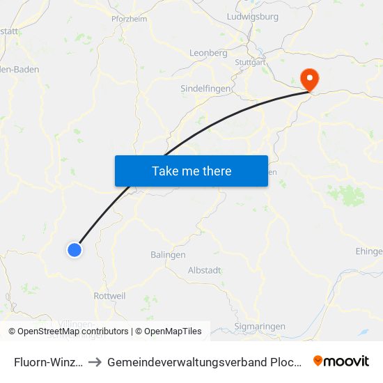 Fluorn-Winzeln to Gemeindeverwaltungsverband Plochingen map