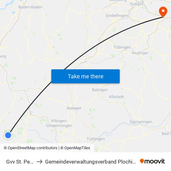 Gvv St. Peter to Gemeindeverwaltungsverband Plochingen map