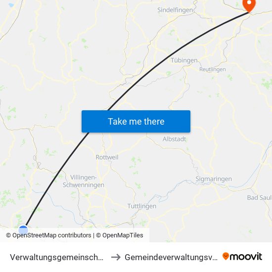 Verwaltungsgemeinschaft Titisee-Neustadt to Gemeindeverwaltungsverband Plochingen map