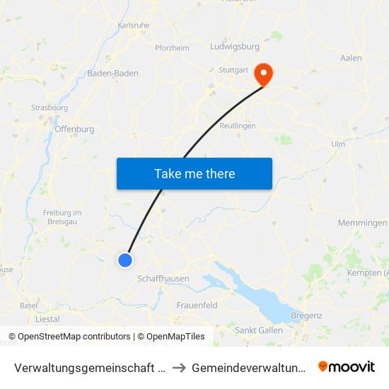 Verwaltungsgemeinschaft Bonndorf Im Schwarzwald to Gemeindeverwaltungsverband Plochingen map