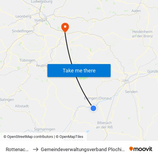 Rottenacker to Gemeindeverwaltungsverband Plochingen map