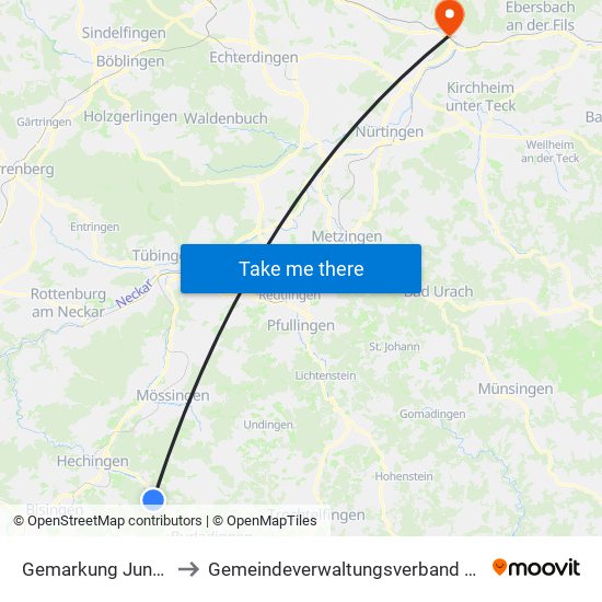 Gemarkung Jungingen to Gemeindeverwaltungsverband Plochingen map