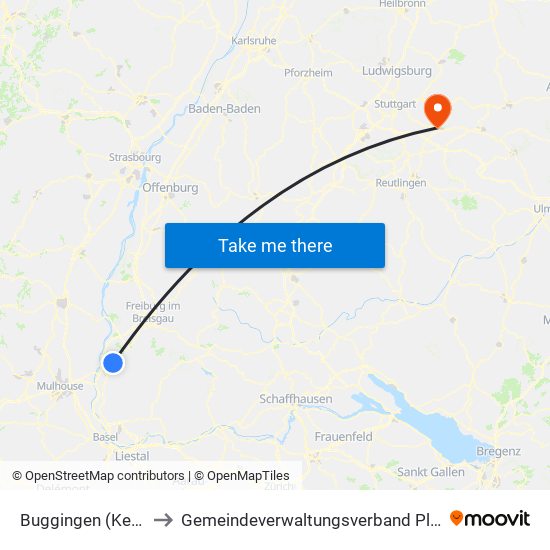 Buggingen (Kernort) to Gemeindeverwaltungsverband Plochingen map