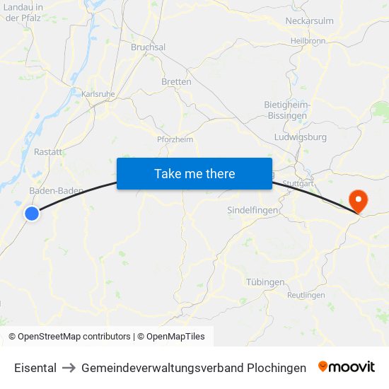 Eisental to Gemeindeverwaltungsverband Plochingen map