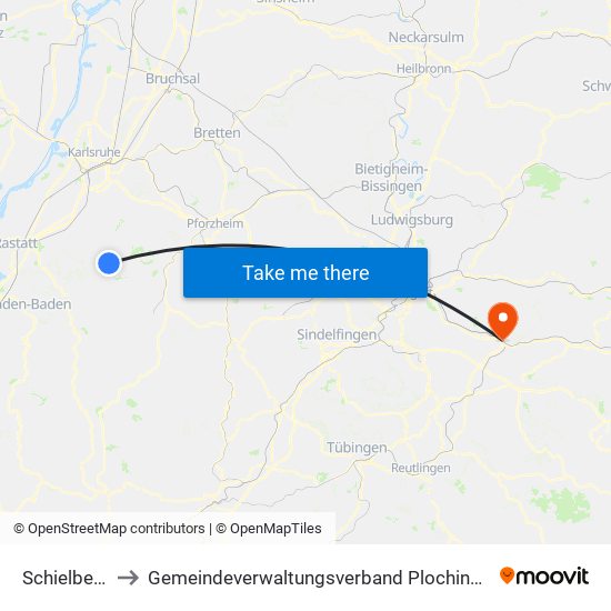 Schielberg to Gemeindeverwaltungsverband Plochingen map