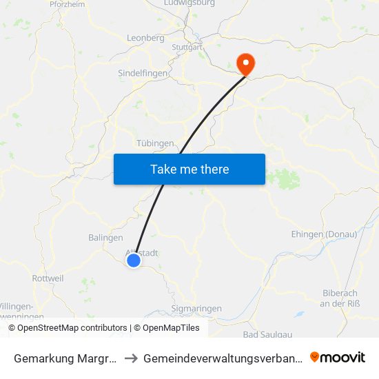 Gemarkung Margrethausen to Gemeindeverwaltungsverband Plochingen map