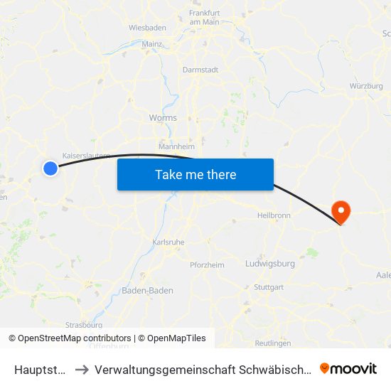 Hauptstuhl to Verwaltungsgemeinschaft Schwäbisch Hall map