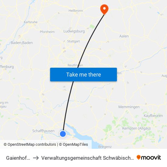 Gaienhofen to Verwaltungsgemeinschaft Schwäbisch Hall map