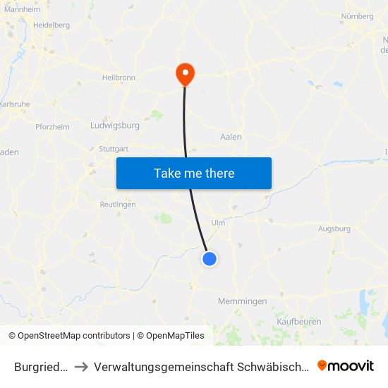 Burgrieden to Verwaltungsgemeinschaft Schwäbisch Hall map