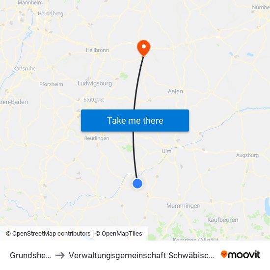 Grundsheim to Verwaltungsgemeinschaft Schwäbisch Hall map