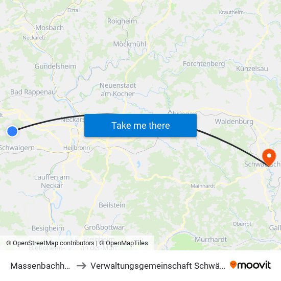 Massenbachhausen to Verwaltungsgemeinschaft Schwäbisch Hall map