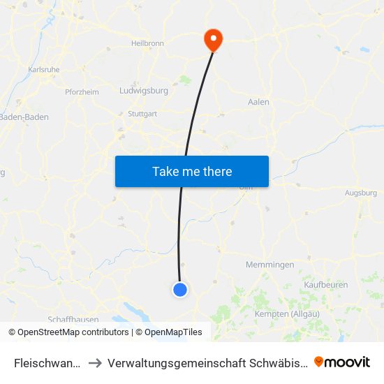 Fleischwangen to Verwaltungsgemeinschaft Schwäbisch Hall map