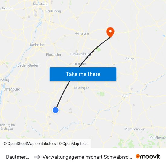 Dautmergen to Verwaltungsgemeinschaft Schwäbisch Hall map