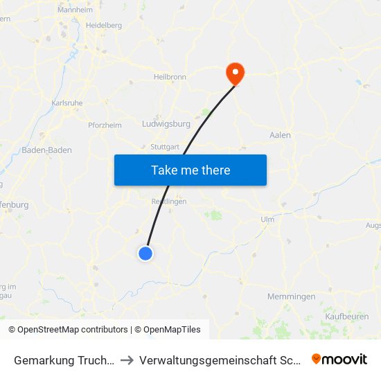 Gemarkung Truchtelfingen to Verwaltungsgemeinschaft Schwäbisch Hall map