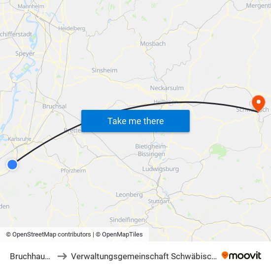 Bruchhausen to Verwaltungsgemeinschaft Schwäbisch Hall map