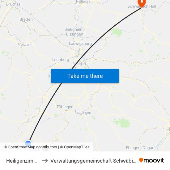 Heiligenzimmern to Verwaltungsgemeinschaft Schwäbisch Hall map