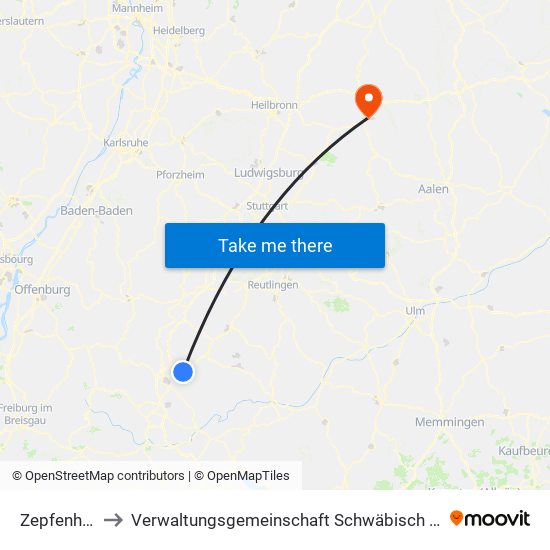 Zepfenhan to Verwaltungsgemeinschaft Schwäbisch Hall map