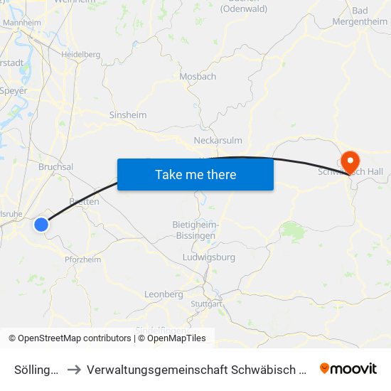 Söllingen to Verwaltungsgemeinschaft Schwäbisch Hall map