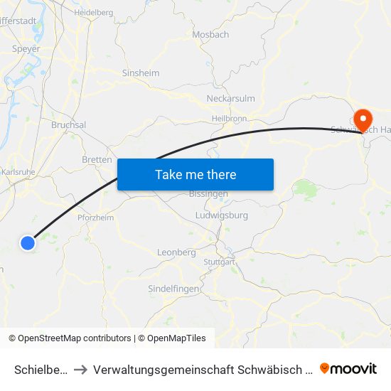 Schielberg to Verwaltungsgemeinschaft Schwäbisch Hall map