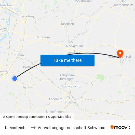 Kleinsteinbach to Verwaltungsgemeinschaft Schwäbisch Hall map