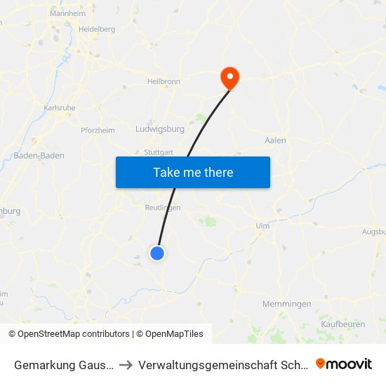 Gemarkung Gauselfingen to Verwaltungsgemeinschaft Schwäbisch Hall map