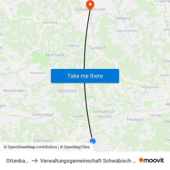 Ottenbach to Verwaltungsgemeinschaft Schwäbisch Hall map