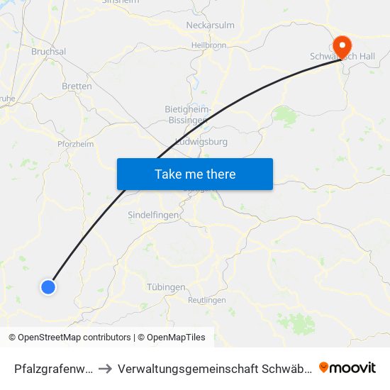 Pfalzgrafenweiler to Verwaltungsgemeinschaft Schwäbisch Hall map