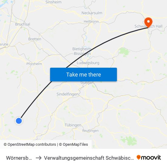 Wörnersberg to Verwaltungsgemeinschaft Schwäbisch Hall map