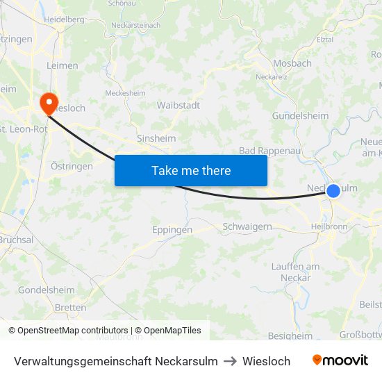 Verwaltungsgemeinschaft Neckarsulm to Wiesloch map