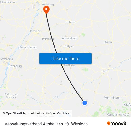 Verwaltungsverband Altshausen to Wiesloch map