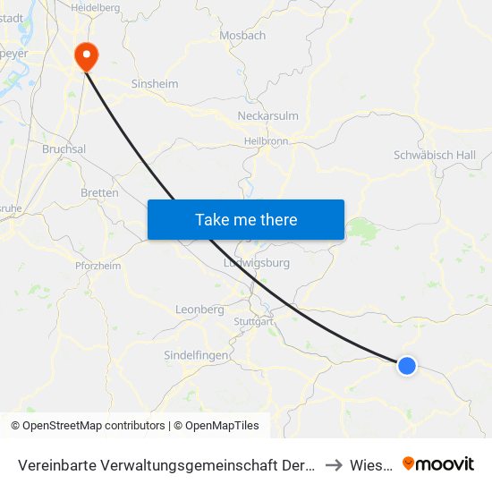 Vereinbarte Verwaltungsgemeinschaft Der Stadt Göppingen to Wiesloch map