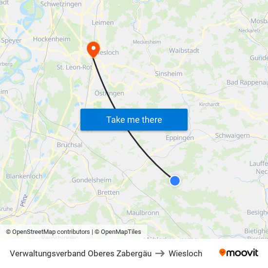 Verwaltungsverband Oberes Zabergäu to Wiesloch map