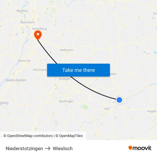 Niederstotzingen to Wiesloch map