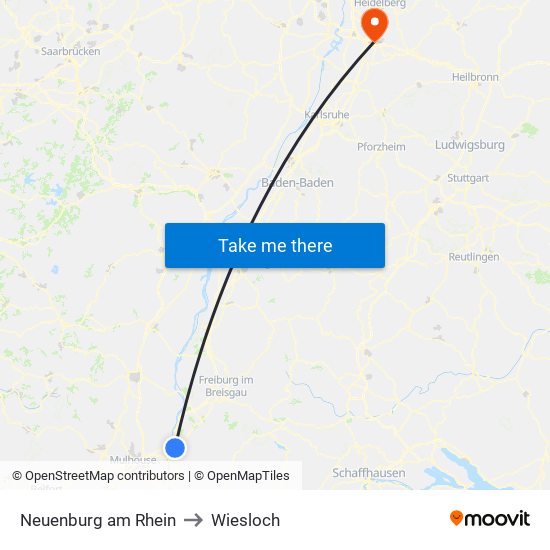 Neuenburg am Rhein to Wiesloch map