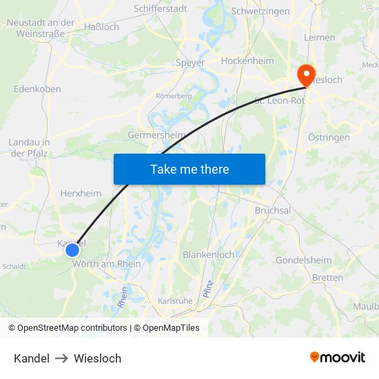 Kandel to Wiesloch map