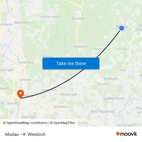 Mudau to Wiesloch map