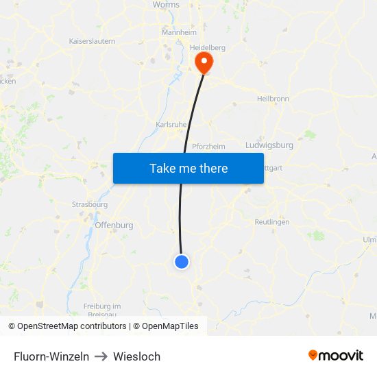 Fluorn-Winzeln to Wiesloch map
