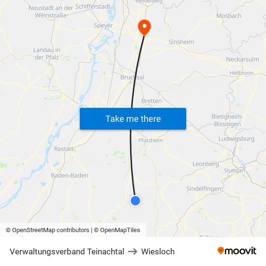 Verwaltungsverband Teinachtal to Wiesloch map