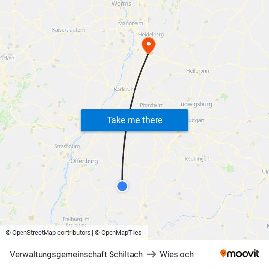 Verwaltungsgemeinschaft Schiltach to Wiesloch map