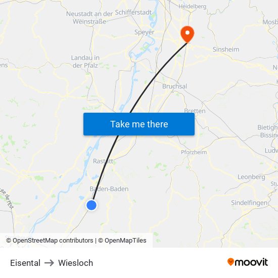 Eisental to Wiesloch map